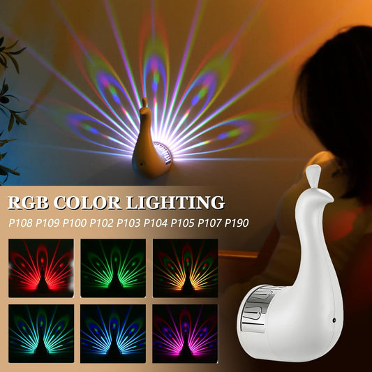 Peacock Wall Lamp,7 Colors Atmosphere Peacock Touch Lamp for Bedroom,with Remote Control,Timing Function