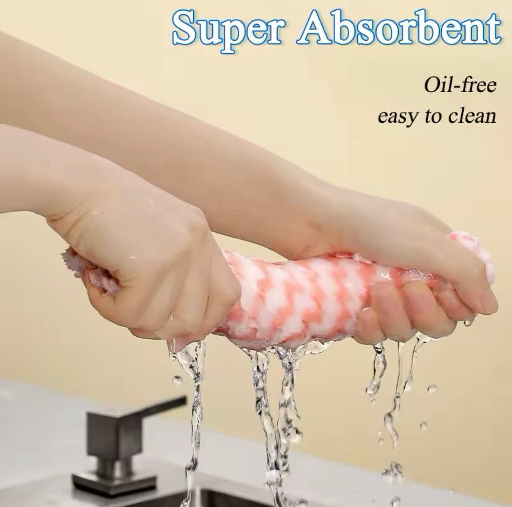 Set Of 3 Superfine Fiber Kitchen Dishwashing Cloth, Water Absorbent Cleaning Cloth, Multipurpose Household Cleaning Tools