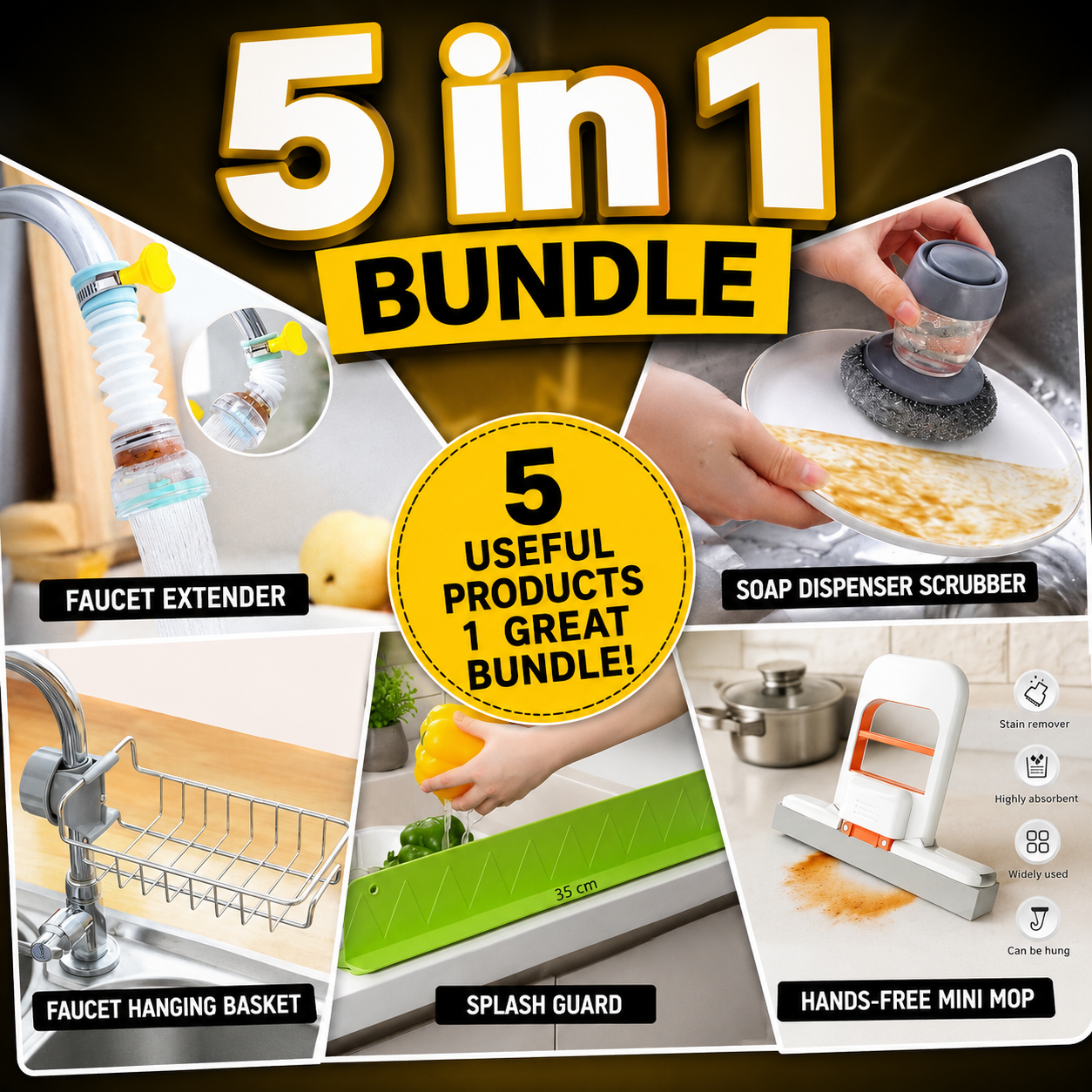 5 Useful Kitchen Gadgets in 1 Great Bundle - Complete Sink Setup