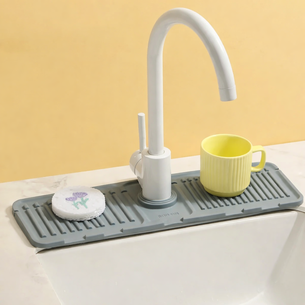 Silicone Faucet Drain Pad, Kitchen Faucet Mat, Bathroom Sink Draining Pad, Silicone Splash Guard