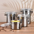 Set Of 4 Stainless Steel Airtight Sealed Canister, Coffee Flour Sugar Tea Container, Kitchen Container Seal Storage Jars With Plastic Cover, Miscellaneous Grain Food Storage Containers, Metal Sealed Can, Tea Leaf Organizer, Kitchen Accessories