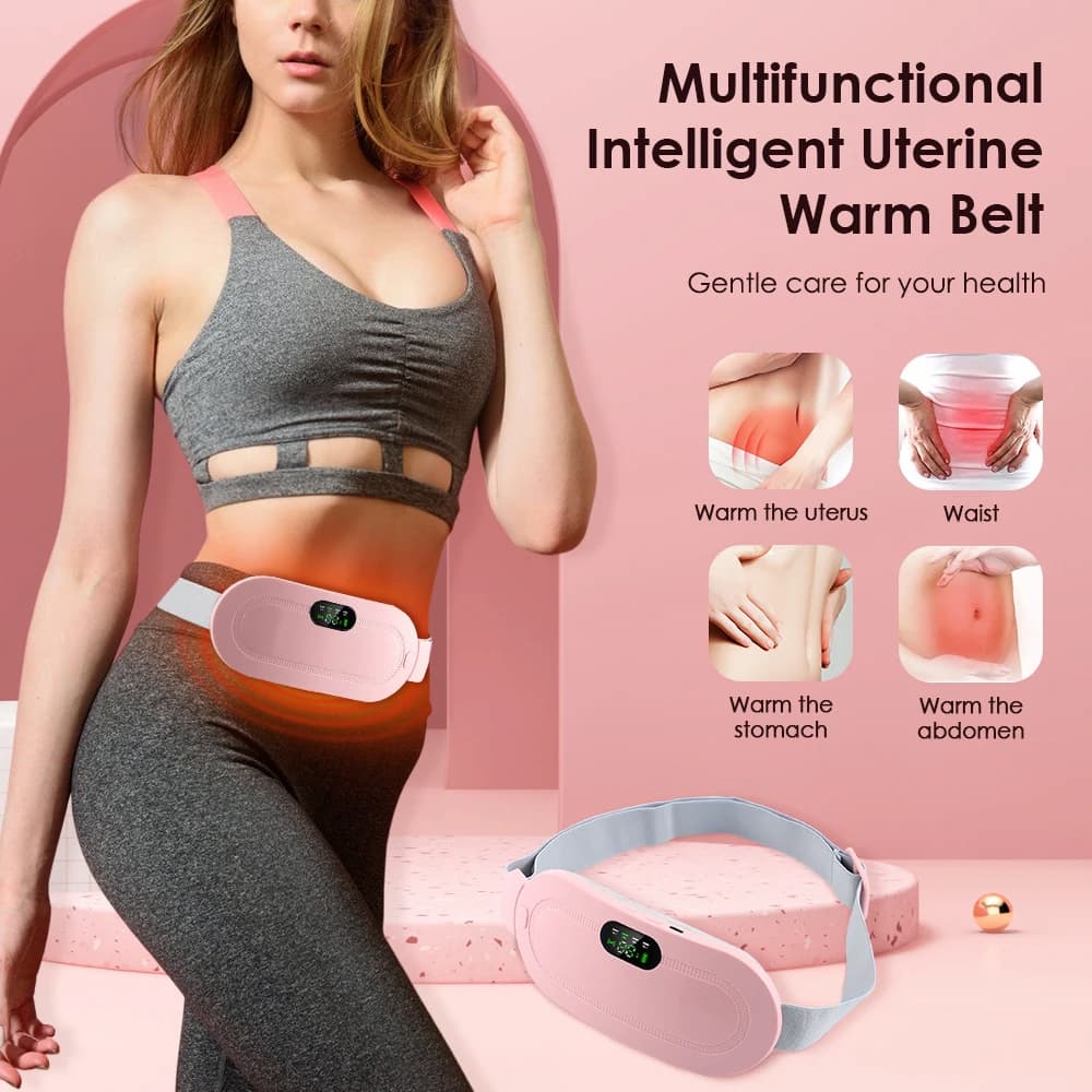 Period Pain Cramp Relief Belt Heated Belly Belt for Menstrual Cramp Relief with 3 Heat Levels and 4 Modes, Electric Belt Massage for Women and Girls