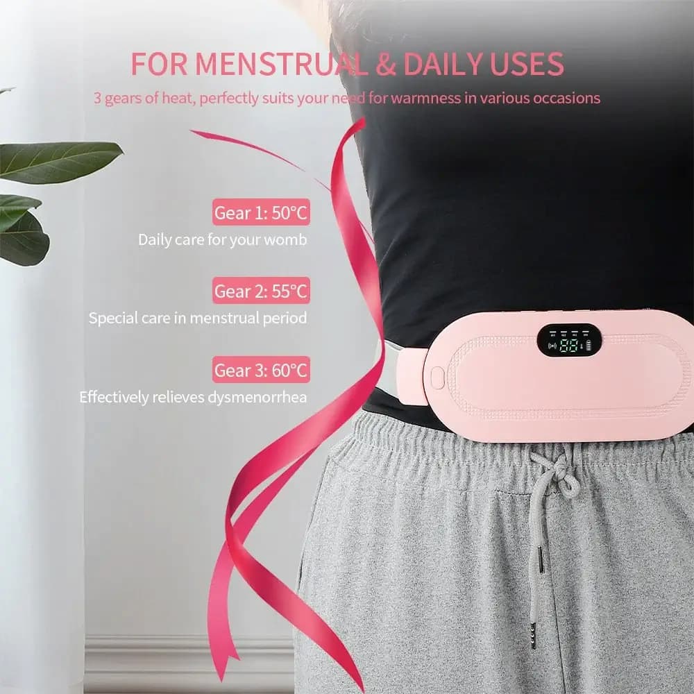 Period Pain Cramp Relief Belt Heated Belly Belt for Menstrual Cramp Relief with 3 Heat Levels and 4 Modes, Electric Belt Massage for Women and Girls
